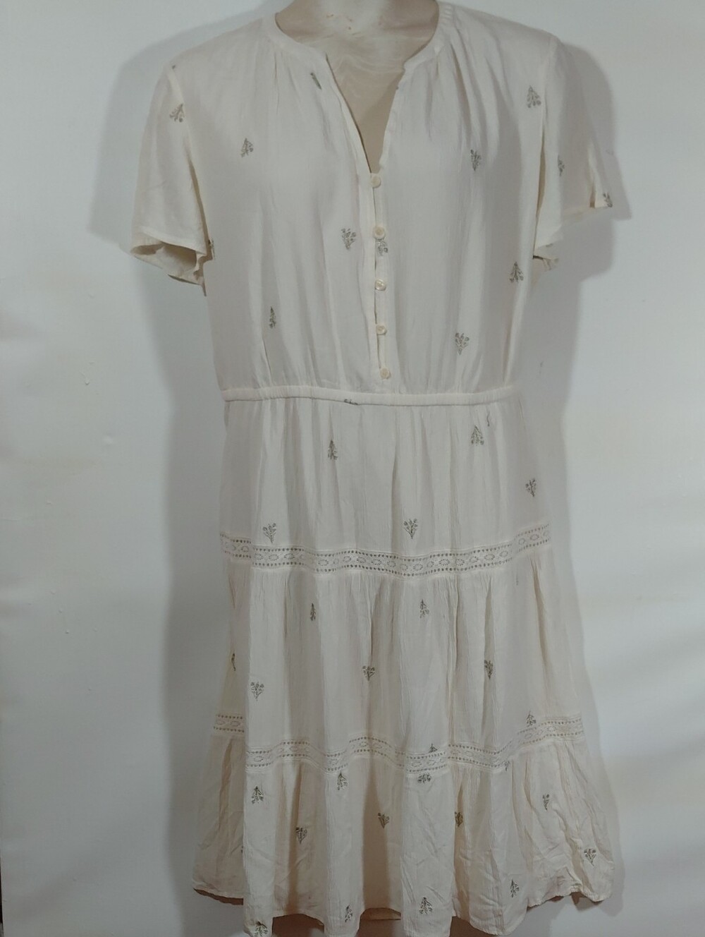 Style & Co. Cream Tiered Button-Front Midi Gauzy Dress 3X